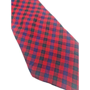 Gingham Check TIe Gap Vintage Red Blue Green Plaid Wool Blend 90s 3.5"